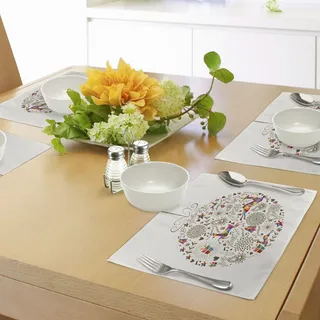 ABAKUHAUS Weihnachten Platzmatten, Moderne Stil Ornamente Mandala und ethnischen Carol Patterns, Tiscjdeco aus Farbfesten Stoff für das Esszimmer und Küch, Mehrfarbig