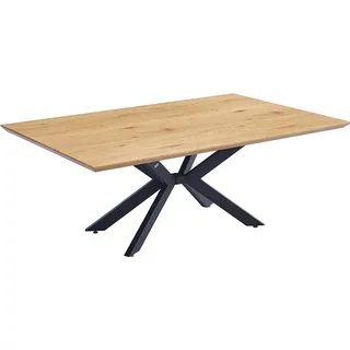Home Deluxe – Esstisch-Set AVENCIA mit 6 Stühlen IKALO Grau / Braun - Farbe: Light Oak, Maße: 200 x 76 x 120 cm, Sternfuß, Eckig, Ausziehbar I Essgruppe Ausziehtisch Esszimmermöbel - Braun