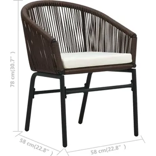 vidaXL Bistro Set mit Kissen PVC Rattan 3-tlg. braun