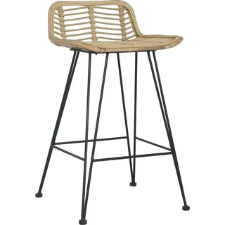 vidaXL Barhocker 2 Stk. Rattan Natur - Braun
