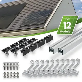 Tepto Schrägdach Montageset¬†Silber für 12 PV-Module senkrecht 30 mm Rahmenh√∂he
