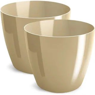 PECZEKO Blumentopf glänzender, Pflanzkübel aus Übertopf Kunststoff Dekorativer Topf für, groß und klein Pflanzen, 2er-Set blumenkübel, blumenkübel kräutertopf, (2 Pack) Gold, ø 14 cm