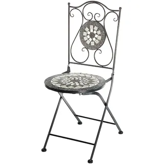 Kobolo Gartenstuhl Klappstuhl Mosaikstuhl Metallstuhl - Höhe 88 cm - grau - Grau