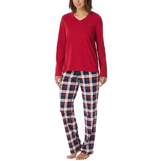 Schiesser Damen Schlafanzug Lang Baumwolle-Nightwear Pyjamaset, Rot_182120, 38