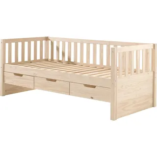 FURNLUX Kids Einzelbett Fritz Beige 90x200cm / Hauptfarbe: Beige / Abmessungen: 99 x 212 x 86 cm - Beige