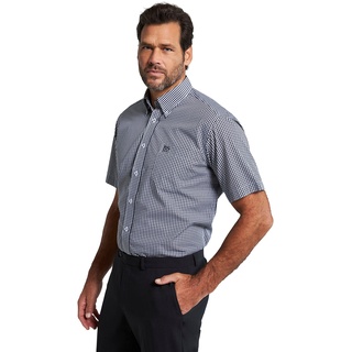 JP 1880 Herren große Größen Übergrößen Menswear L-8XL Hemd, Business, Halbarm, Vichy-Karo, bis 8XL, Comfort Fit schwarz XXL 722860130-XXL