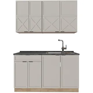 Vicco Singleküche Fame-Line GrauBeige/Goldkraft Eiche 140 cm, AP Anthrazit , Holzwerkstoff , Küchenblock,Rechteckig , 140x81.6x60 cm , Küchen, Küchenzeilen & Küchenblöcke, Küchenzeilen, Küchenzeilen ohne Geräte