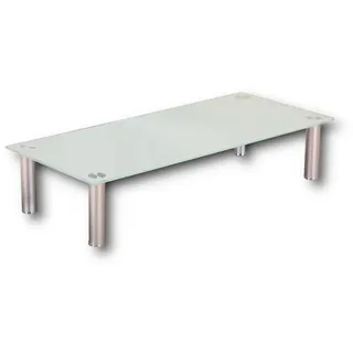 HOOZ TV-Board TV-Rack Glas mit 17 cm Aluminiumfüßen perfekt geeignet als Fernsehtisch oder Bildschirmständer, Weiß-Glas - 70 x 35 cm - Weiß