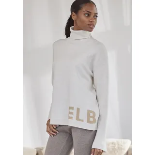 Sweater ELBSAND, Damen, Gr. 40/42, weiß (wollweiß), Feinstrick, Obermaterial: 50% Viskose, 28% Polyester, 22% Polyamid, meliert, bequem hüftlang, Sweatshirts Sweater, Rollkragenpullover aus hochwertigem Strick, Loungewear