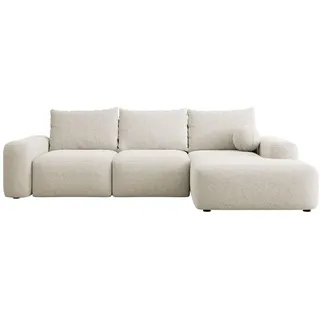 Selsey Carnos - Ecksofa mit Schlaffunktion, Balancekissen, Chenillebezug, Creme, rechtsseitig - Creme