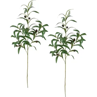 I.GE.A. Kunstpflanze »Olivenzweig 2er Set« Mit schwarzen Oliven 77cm mediterrane Zweige Dekozweig Olivenblätter