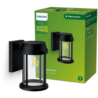 Philips Außenwandleuchte Aluminium, Glas, Metall 26,0 cm IP44 wetterfest schwarz