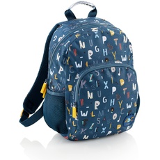 Miquelrius Unisex Kinder Doppelter, 12 l, recycelt, Reißverschluss, ergonomische Griffe, gepolstert, Kollektion ABC Rucksack, Blaue Buchstaben