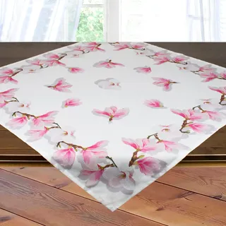 Delindo Lifestyle Mitteldecke »Magnolien« Glattes Gewebe, bedruckt, weiß