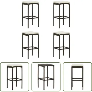 The Living Store Barhocker mit Kissen 4 Stk. Braun Poly Rattan - Braun