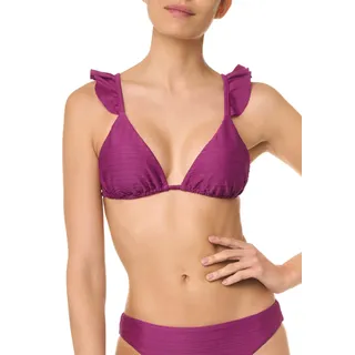 goldenpoint Bikini Damen Badeanzug Fester Triangel-BH mit Rüschen, Farbe Violett, Größe 75
