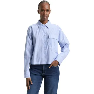 Tom Tailor Boxy Fit Hemdbluse Blau/Weiß M