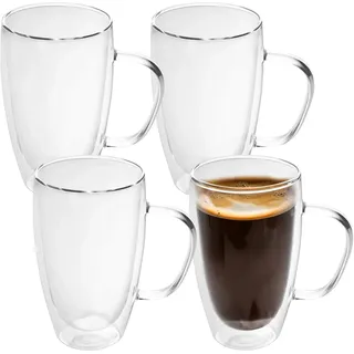 Intirilife Doppelwandige Thermo Gläser Kaffeeglas 0,4 l 4-tlg.