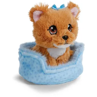 NICI Kuscheltier Hund Yorkshire 12cm im Körbchen blau