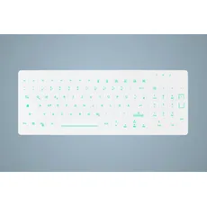 Active Key Hygiene Backlit Compact Keyboard with NumPad Fully Sealed Watertight USB White (DE, Kabelgebunden), Tastatur, Weiss