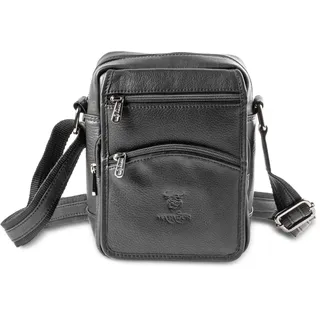 MATADOR Umhängetasche Männer aus Echtleder #AVEIRO, Bequeme Umhängetasche Herren Klein mit vielen Fächern und verstellbarem Tragegurt, Alltagstaugliche Tasche Herren Umhängetasche, Schwarz Nappa