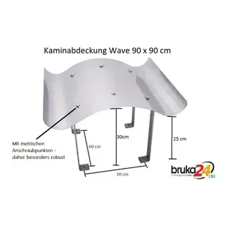 Massive Schornsteinabdeckung 90 x 90 cm Edelstahl Kaminhaube Kaminabdeckung Kaminblech Kamin