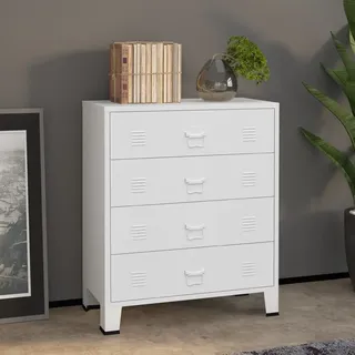 The Living Store Industrial Kommode mit Schubladen Weiß 78x40x93 cm Metall - Weiß