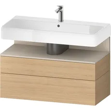 Duravit Qatego Waschtischunterbau, 1 Auszug und 1 Schublade, 990x470x590mm, Nische Taupe Supermatt, QA4395083, Farbe: Eiche Natur/mit Nischenbeleuchtung