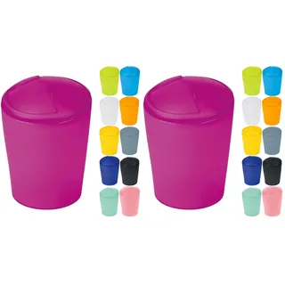 Spirella Kosmetikeimer "Move" Abfalleimer Schwingdeckeleimer | Kunststoff | 2 Liter und 5 Liter |Pink (Packung mit 2)