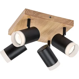 Rabalux 73124 Deckenstrahler 4 Spots Toras, GU10, Holz, braun-schwarz, rund, Skandinavisch, ø60mm - Bronze