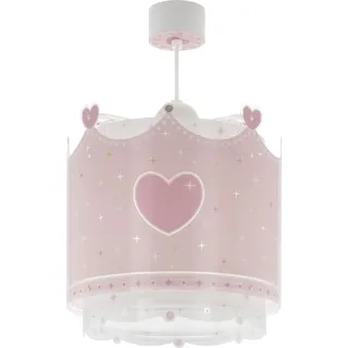 Dalber Lampe kinderzimmer, kinderlampe Pendelleuchte Hängelampe, Deckenleuchte Kinder, Deckenlampe kinderzimmer Little Queen Krone Rosa, 61102, E27