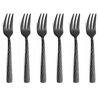 Amefa Felicity Kuchengabel Set 6-teilig | Schwarz | PVD Dessertgabel Set für 6 Personen | Dessertgabeln | Dessertbesteck