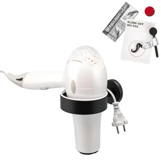 bremermann Haartrocknerhalter Piazza, schwarz, inkl. Klebeset , Schwarz , Metall , 10x5.8x14.5 cm , Badaccessoires, Sonstige Badaccessoires