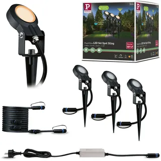 Paulmann LED Gartenstrahler Sting Aluminium 23,8 cm 3 Stk insektenfreundlich grau, schwarz