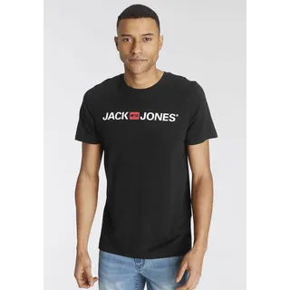 T-Shirt JACK & JONES "JJECORP mit Print, vielseitig kombinierbar für den Alltag", Herren, Gr. L, schwarz, Obermaterial: 100% Baumwolle, bedruckt, unifarben, Basic schmal normal, Rundhals, Shirts T-Shirt, Logodruck, modisch, regular fit, Baumwolle, Rundhals, Topseller