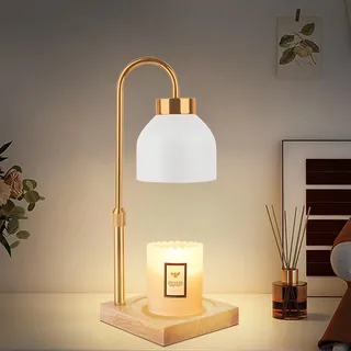 T-SUN Kerzenwärmer Lampe, Candle Warmer Lamp, Duftlampe Wachswärmer mit Timer, Dimmbare Elektrischer Kerzenwärmer Lampe, Höhenverstellbar Kerzenwärmer für Yoga, Zuhause, Schlafzimmer, Dekoration(Weiß)