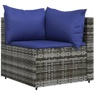 vidaXL Garten-Ecksofa mit Kissen Grau Poly Rattan