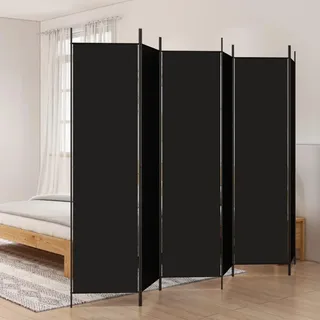 ARKEM 6-TLG. Paravent Schwarz 300x200 cm Stoff Paravent Outdoor Gartensichtschutz