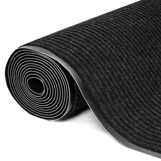 ybaymy Teppich Läufer Flur rutschfest 90 x 500 cm Schmutzfangläufer Meterware Waschbar Teppichläufer Lang Korridor Schmutzfangmatte Schwarz, 90cm Breite
