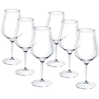 Doimoflair Weingläser aus Kunststoff bruchsicher Weinbecher Sektgläser Plastik Transparent 47 cl. Set 6 Stück