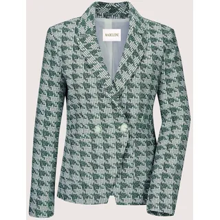 Jackenblazer MADELEINE "Blazer Zweireihiger Kurzblazer", Damen, Gr. 40, weiß (hellsalbeigrün, wollweiß), Obermaterial: 82% Polyester PES. 17% Baumwolle CO. 1% Elasthan EL., Modern, normal, Blazer Jackenblazer