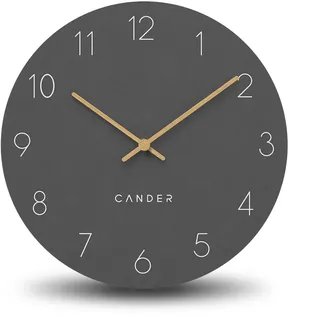 Cander Berlin MNU 2630 A Wanduhr lautlos ohne Ticken 30 cm analog Wohnzimmer Küche modern Vintage grau Holzzeiger
