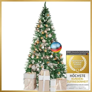 DIMONO® Künstlicher Weihnachtsbaum 120 cm - 300 Spitzen, Schnee | Täuschend echte PVC-Zweige mit Schneeoptik - mit Ständer & Schnellaufbau-Stecksystem - kein Nadeln