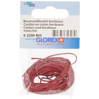 GLOREX Baumwollkordel 1mm/5M Baumwolle, Bordeaux, 8.5 x 5.5 x 1 cm, 1 Einheiten