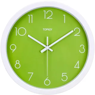 Topkey Wanduhr, 30,5 cm, leise, nicht tickend, dekorativ, moderne Wanduhr für Wohnzimmer, Schlafzimmer und Küche, Grün