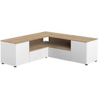 Symbiosis TemaHome TV-Schrank Ecke 130 x 130 x 45 cm Weiß/Eiche Holz
