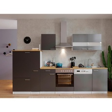 Bild von Küchenzeile Malia 310 cm E-Geräte Glaskeramikkochfeld grau/weiß