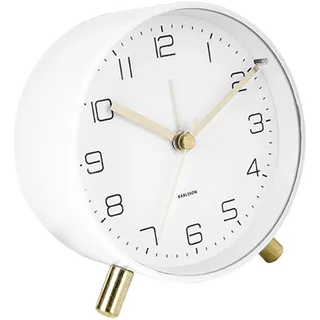 Karlsson Wecker Lofty - Weiß - Ø11cm | Rund - skandinavisch - Eisen - Wecker für Schlafzimmer