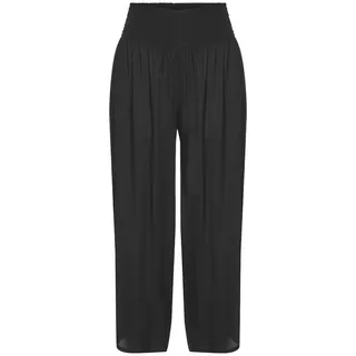 Buffalo Schlupfhose mit bequemem Smokbund und Schlitz am Bein, Stoffhose, Strandhose, schwarz,