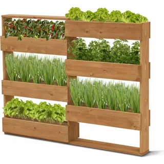 Coemo Vertikalbeet Braun Riga Kräuterbeet Holz Hochbeet Wandmontage 7 Pflanzkästen - Braun